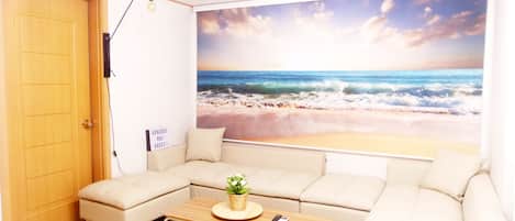 Family Apartment, 3 Bedrooms | Living area | 42-inch flat-screen TV with cable channels, TV