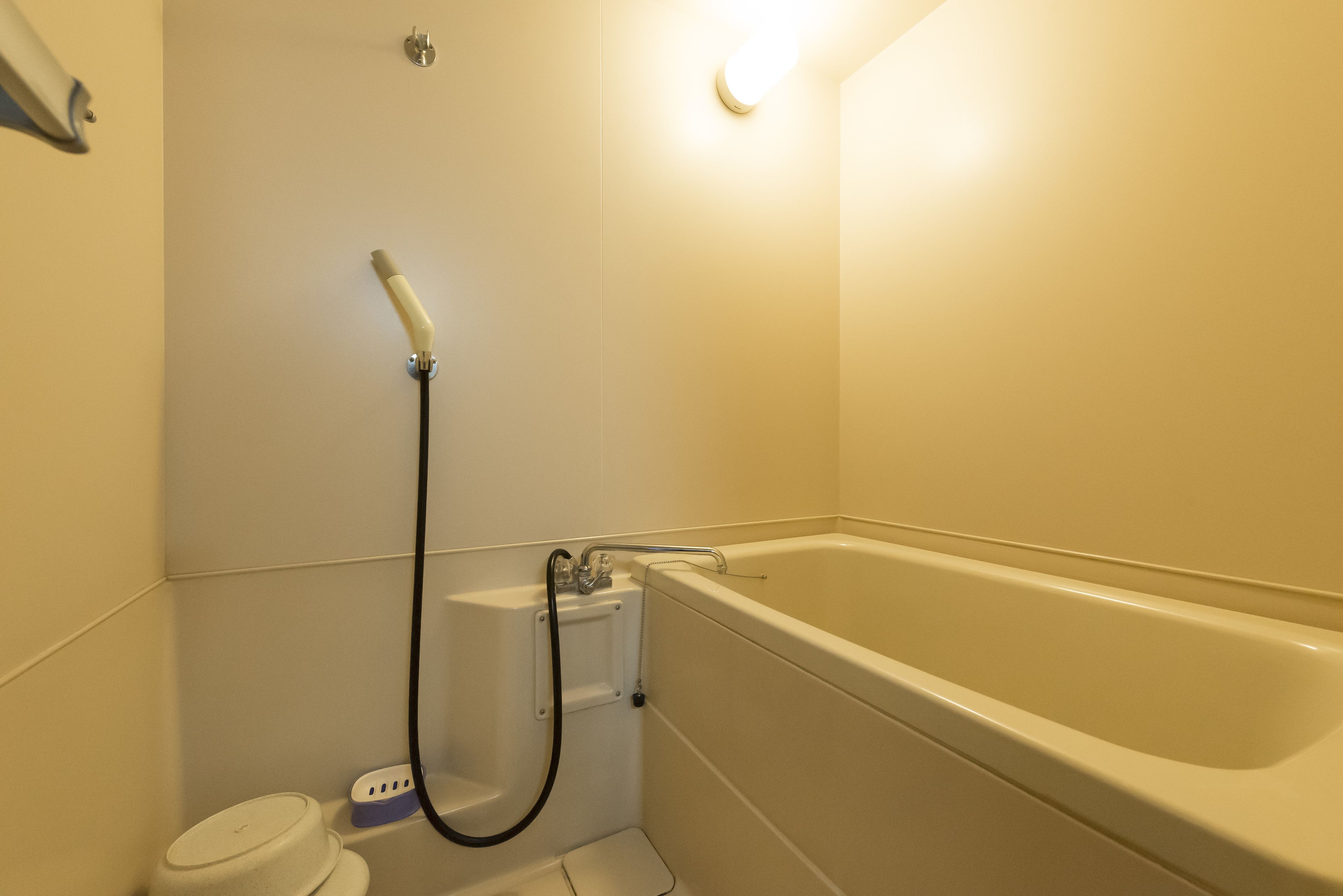 Une salle de bain avec une baignoire, une douche et des toilettes.
