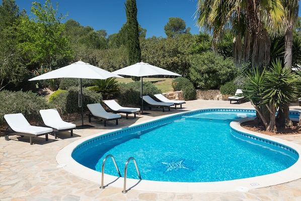 Outdoor pool, sun loungers