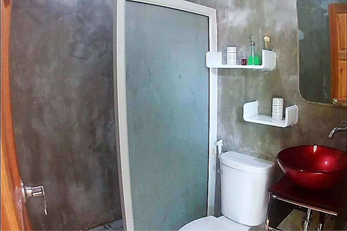 bungalow | bathroom | shower, rainfall showerhead, free toiletries, towels