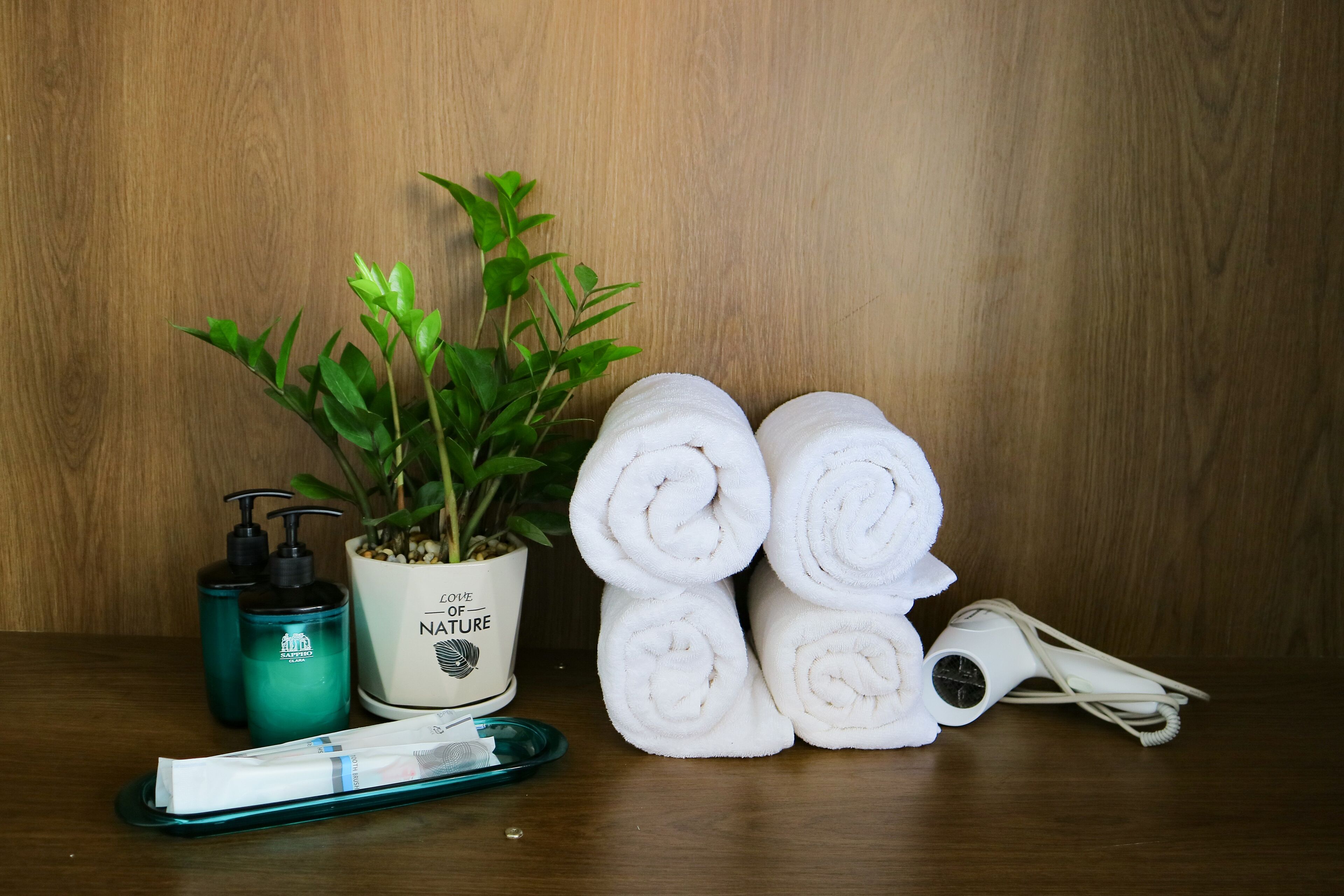 shower, rainfall showerhead, designer toiletries, hair dryer