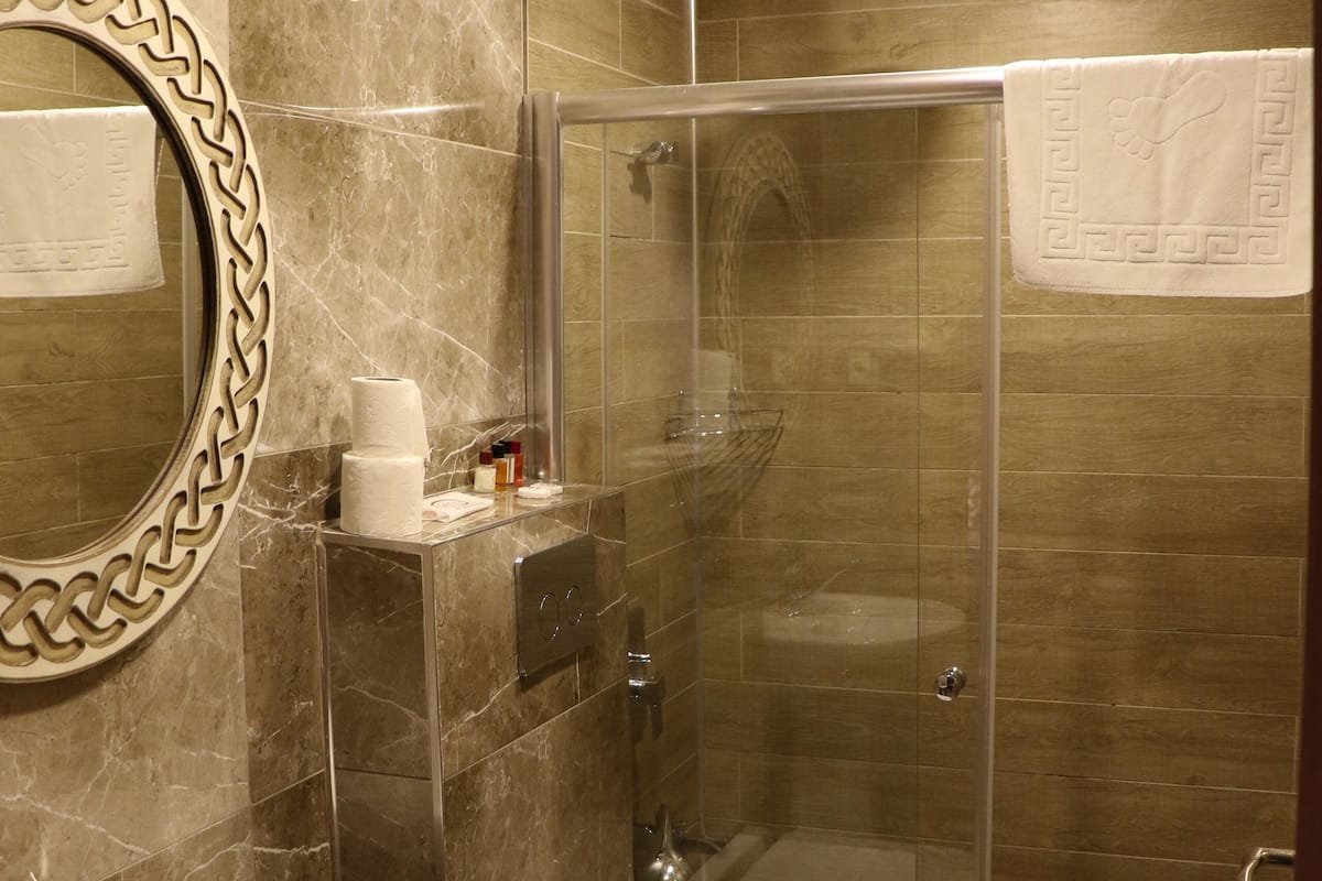 free toiletries, hair dryer, slippers, towels