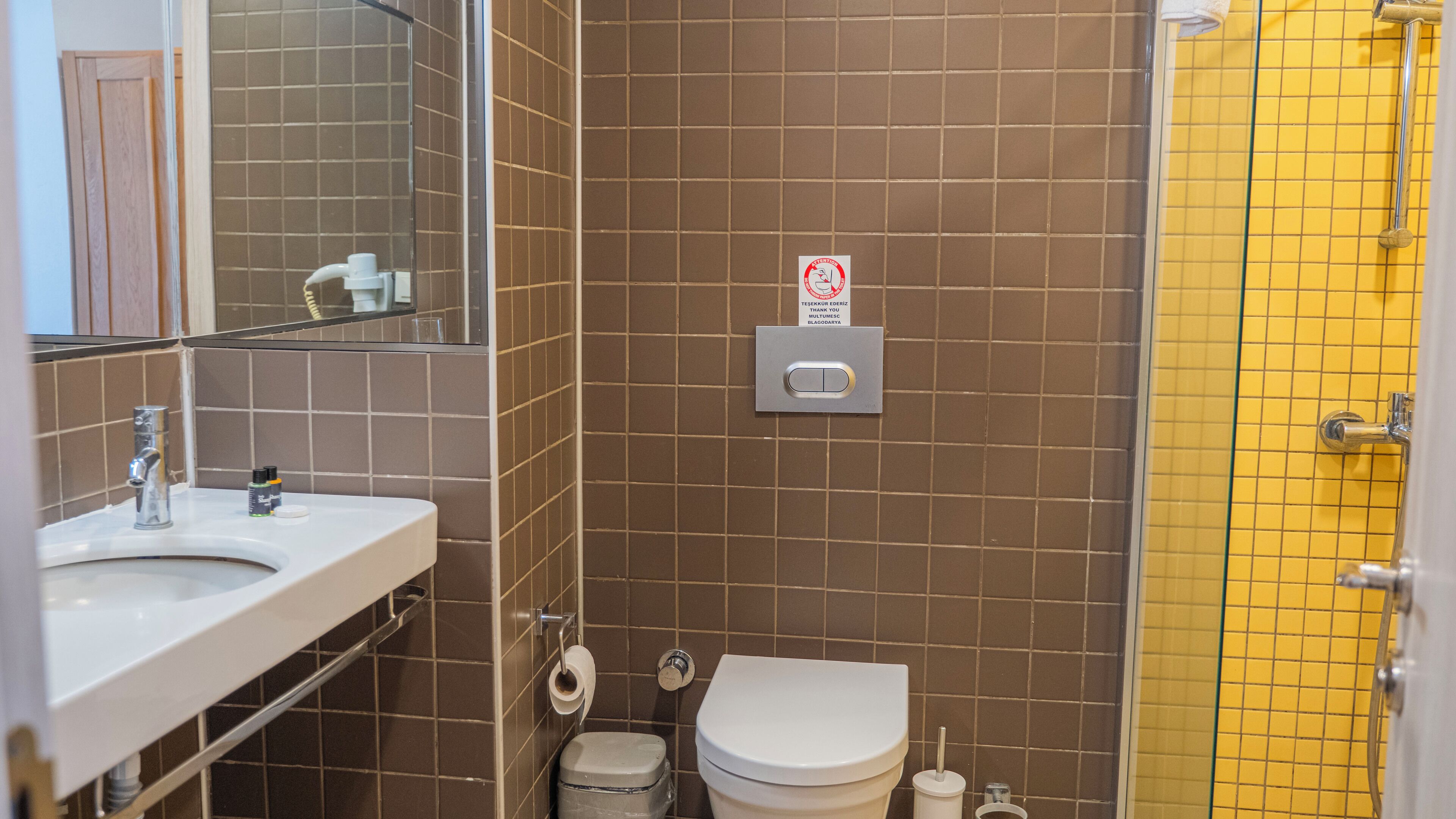 deluxe double room | bathroom | shower, free toiletries, hair dryer, slippers