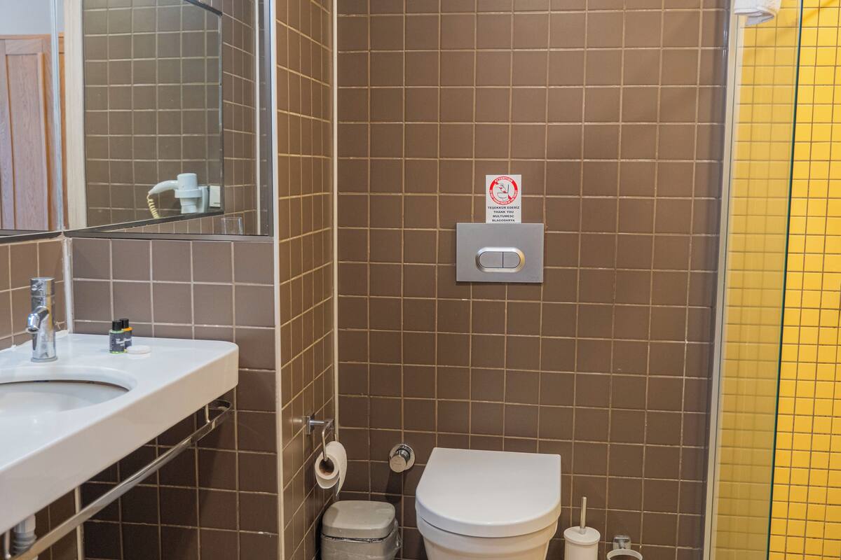 deluxe double room | bathroom | shower, free toiletries, hair dryer, slippers