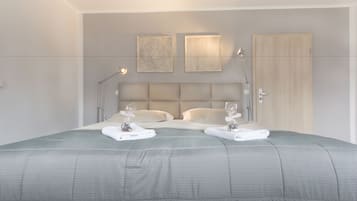 Frette Italian sheets, premium bedding, down comforters, soundproofing