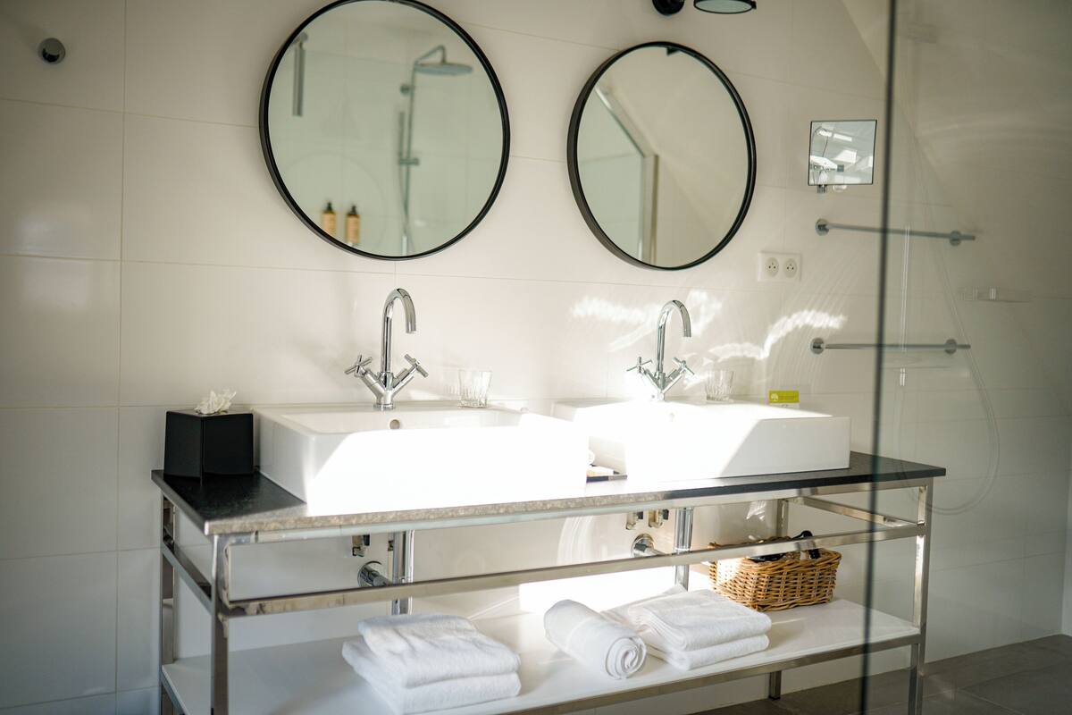 duplex | bathroom | free toiletries, hair dryer, bathrobes, slippers