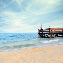 Private beach, beach umbrellas, beach towels