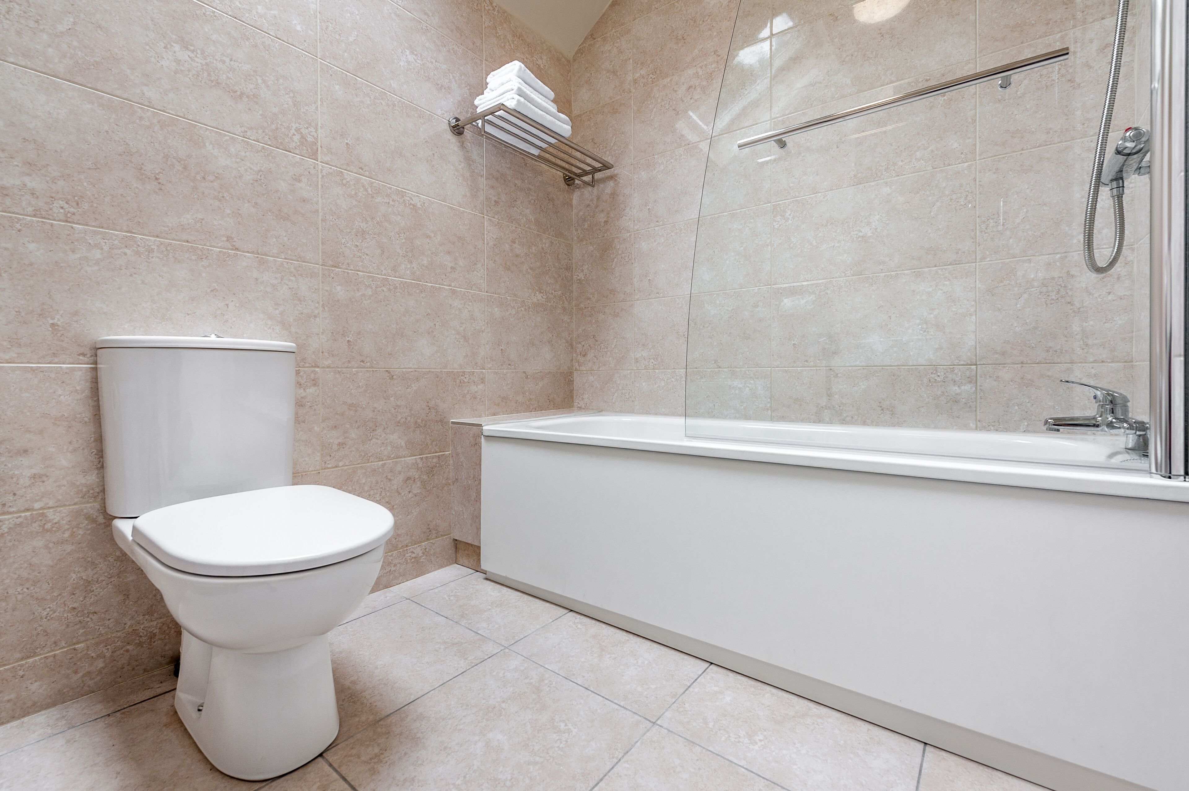 free toiletries, hair dryer, towels, toilet paper