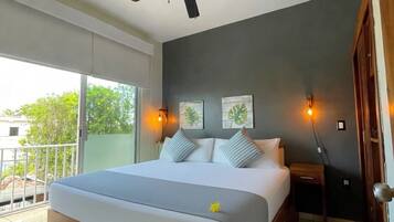 Apartamento luxo, 1 quarto, cozinha | Cofres nos quartos, escrivaninha, Wi-Fi de cortesia