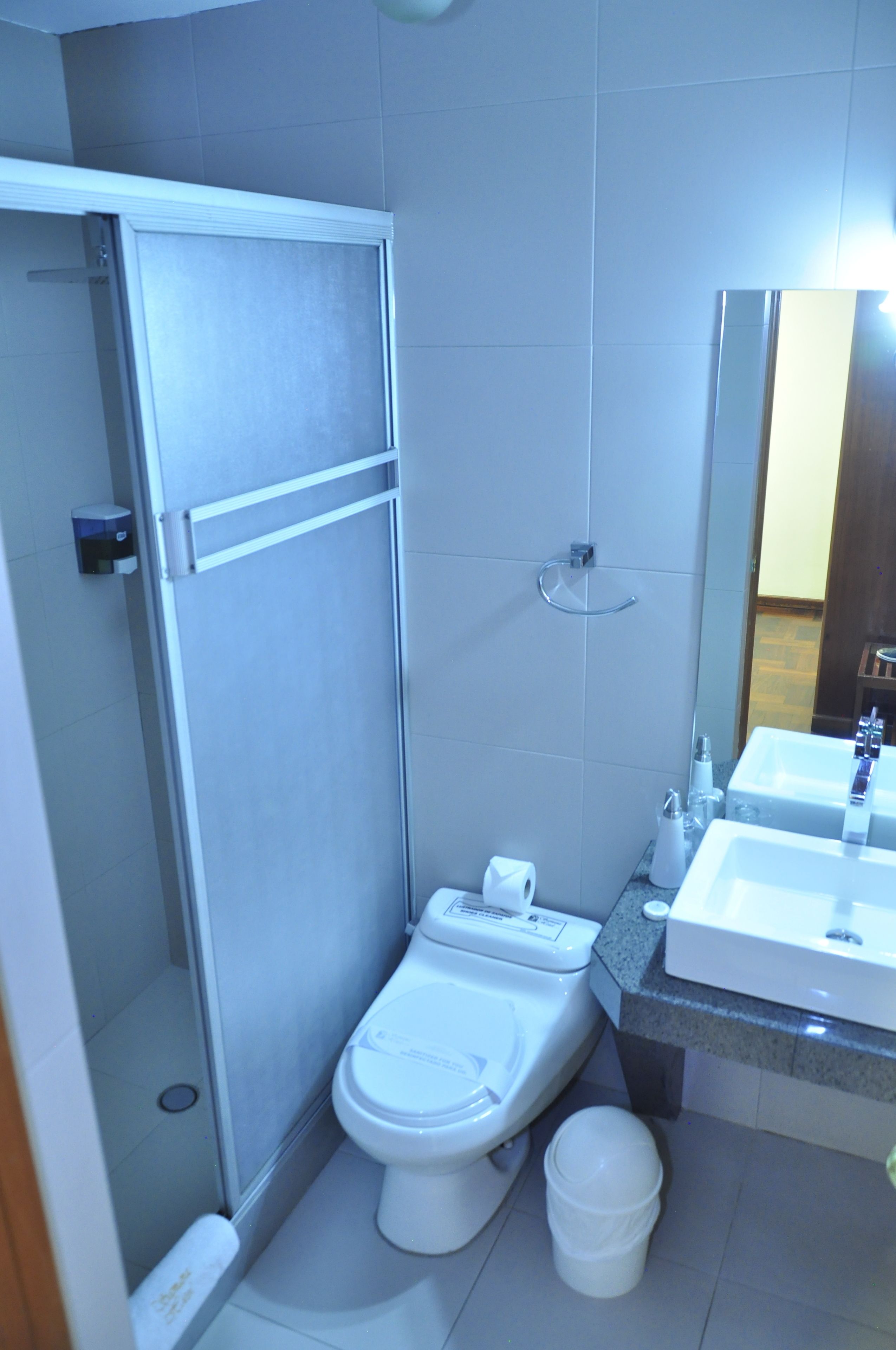 single room | bathroom | shower, free toiletries, hair dryer, towels