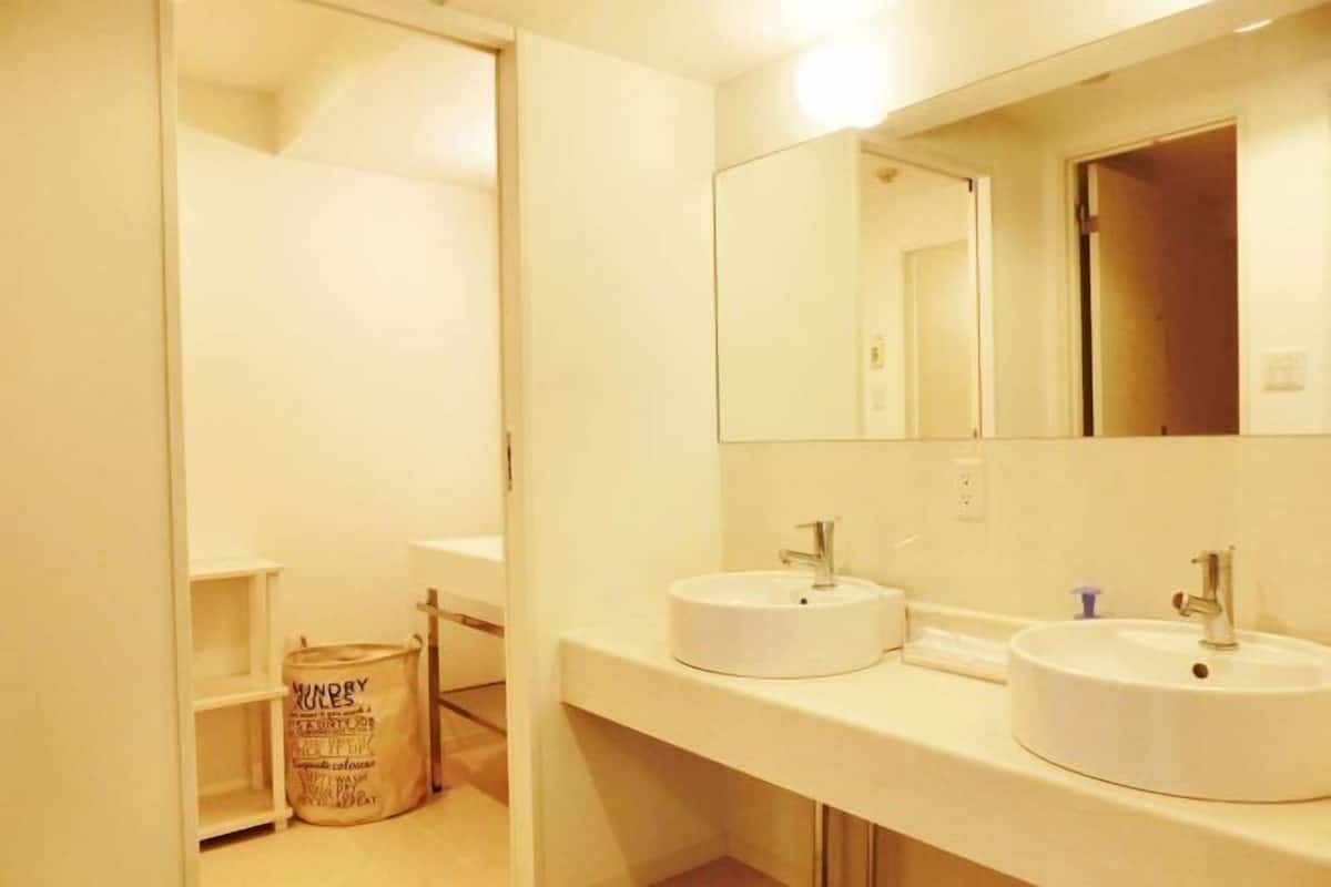 Bathroom | Shower, hair dryer, slippers, soap
