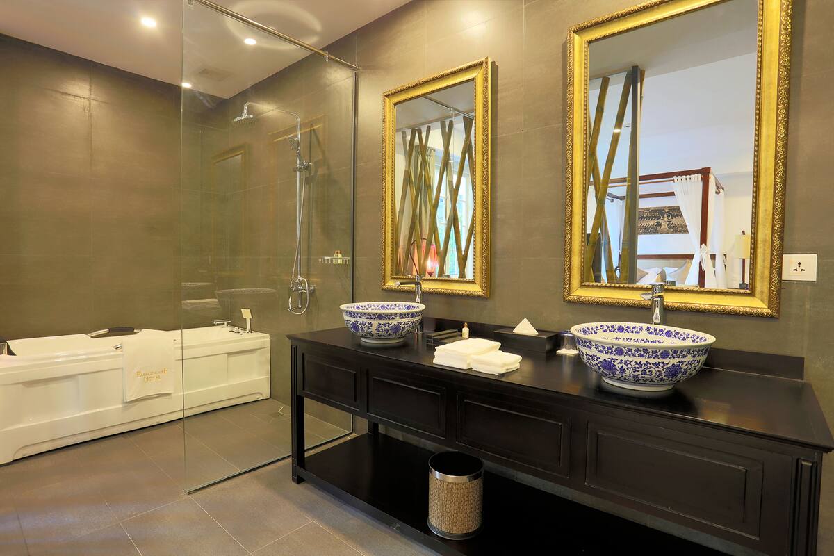 free toiletries, hair dryer, bathrobes, slippers