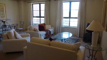 2 Bedroom 2 Bathroom Apartment | Living area | LED TV, DVD player