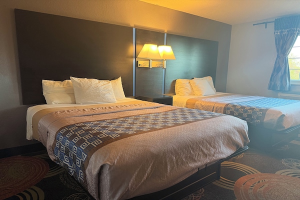Standard Room, 2 Queen Beds, Non Smoking | Desk, bed sheets