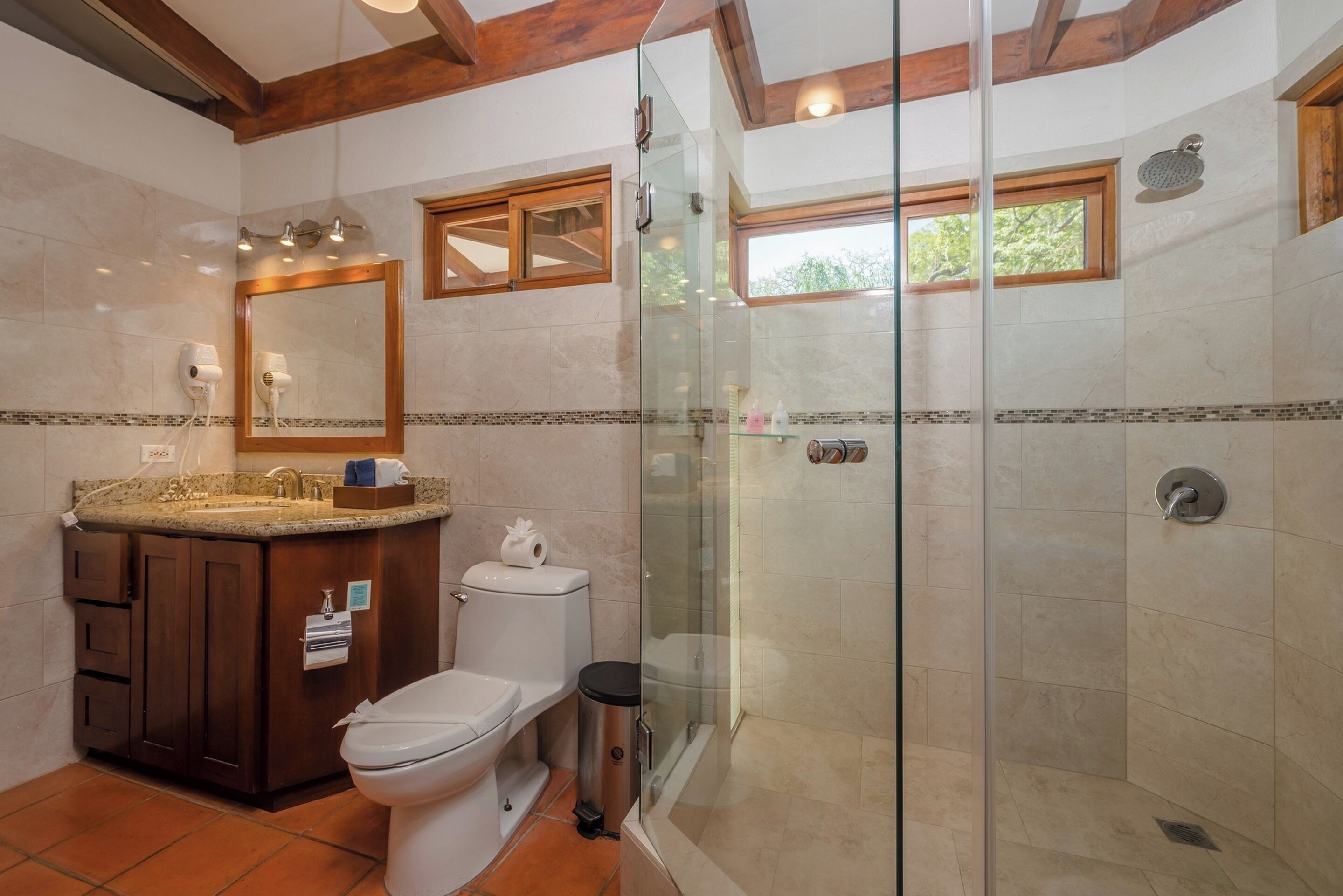villa | bathroom | shower, free toiletries, hair dryer, towels