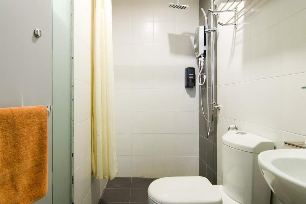 shower, free toiletries, hair dryer, slippers