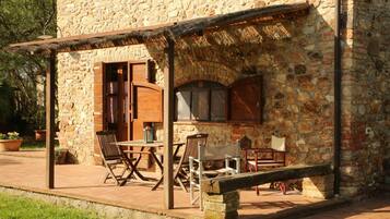 Comfort Studio, Kitchen, Garden View | Terrace/patio