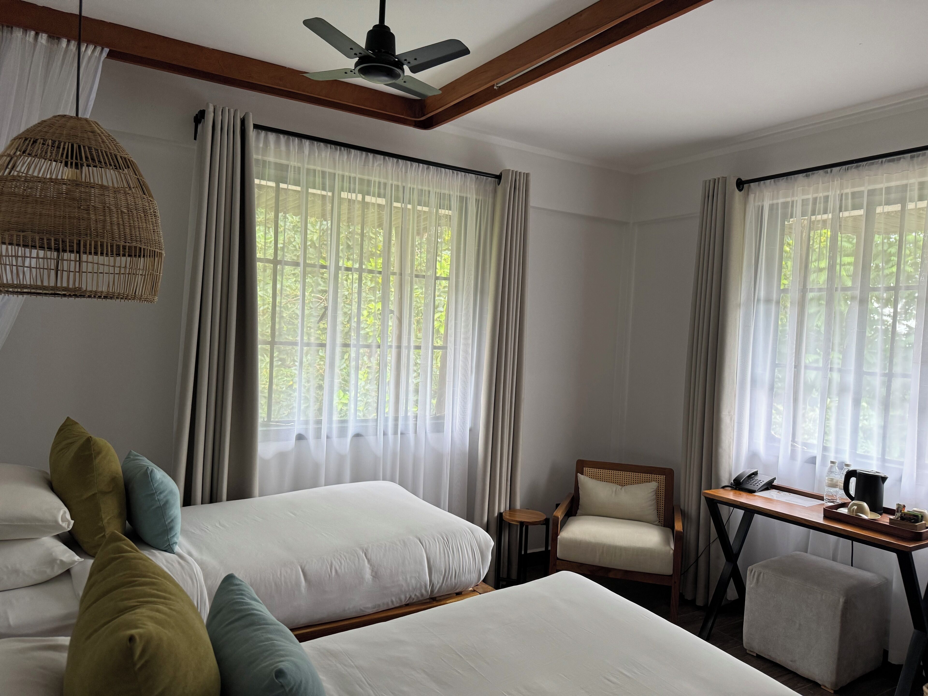 classic twin room, garden view | in-room safe, free cots/infant beds, free wifi, bed sheets