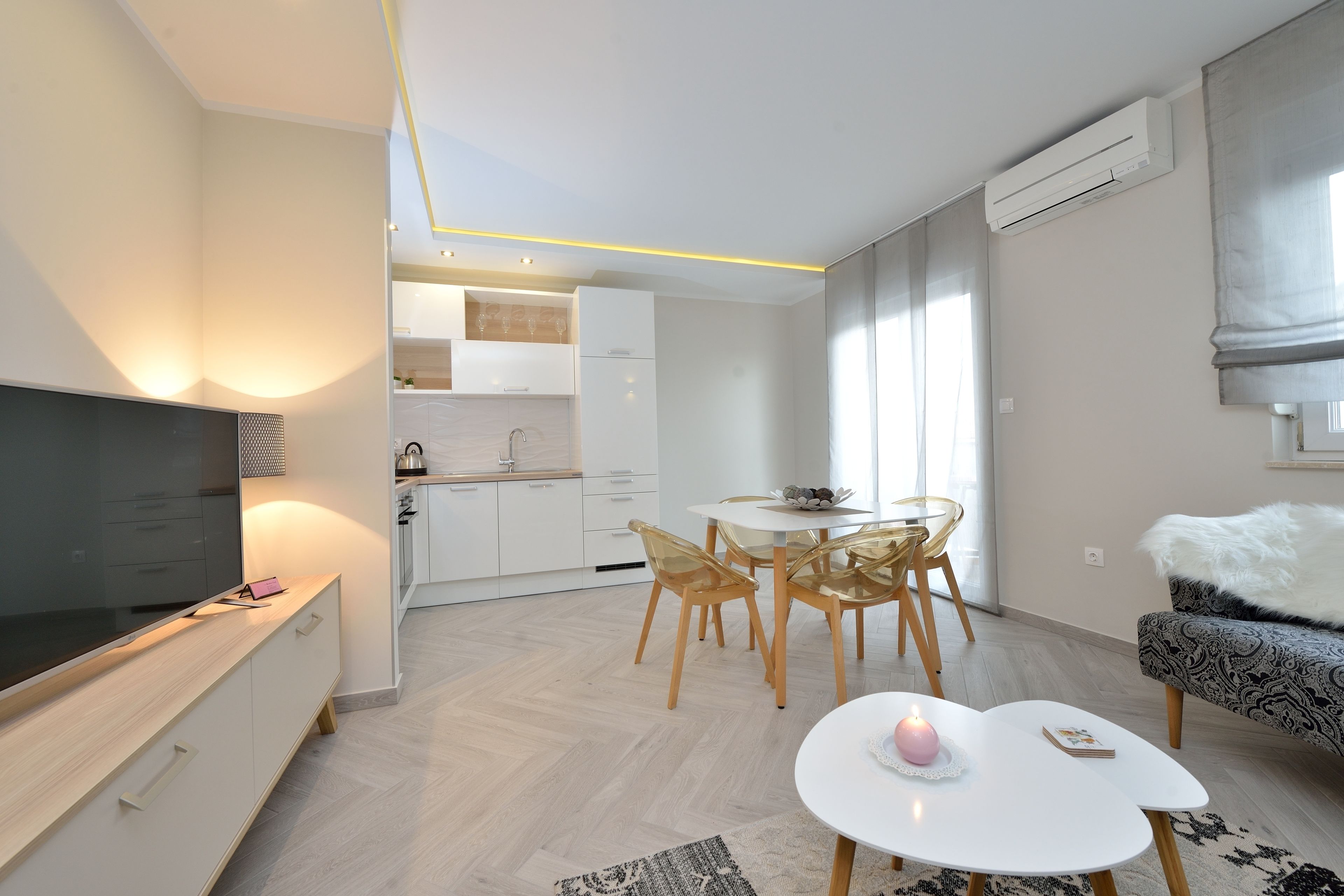 superior apartment, 1 queen bed with sofa bed | private kitchen | fridge, microwave, oven, stovetop