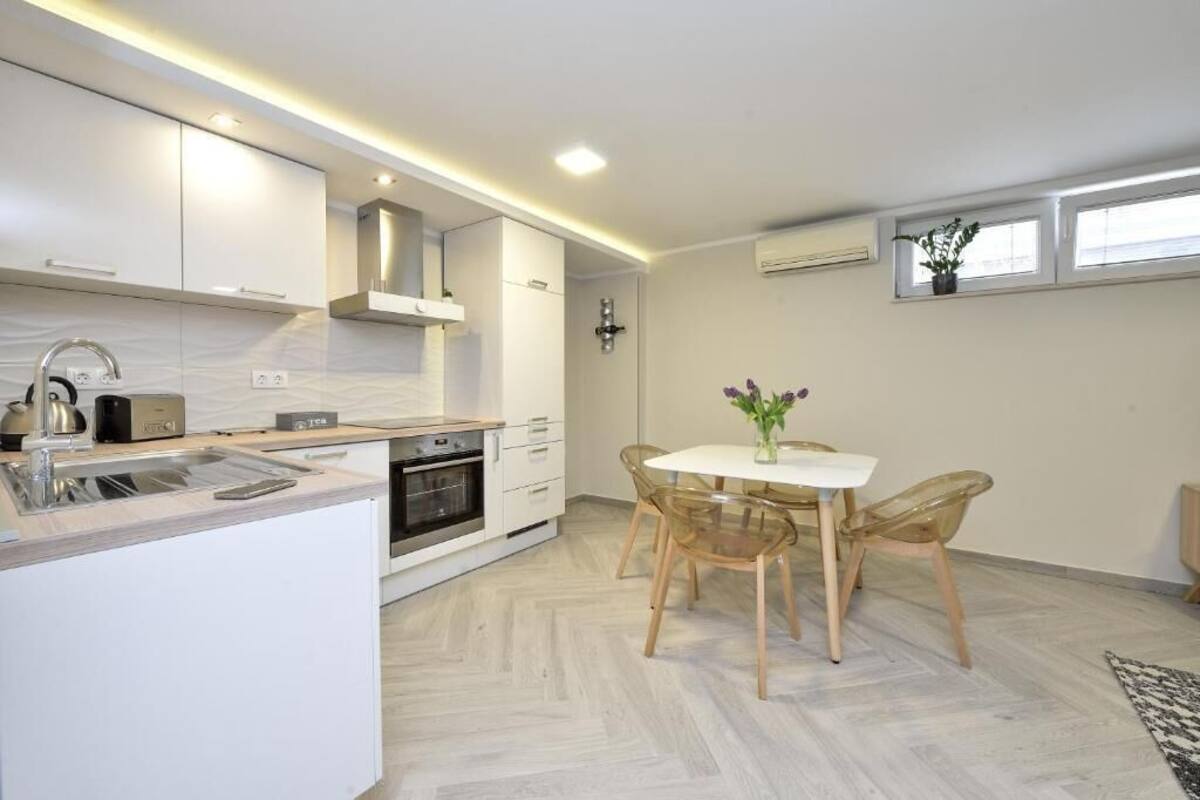 standard apartment, 1 queen bed with sofa bed (semi - basement ) | private kitchen | fridge, microwave, oven, stovetop