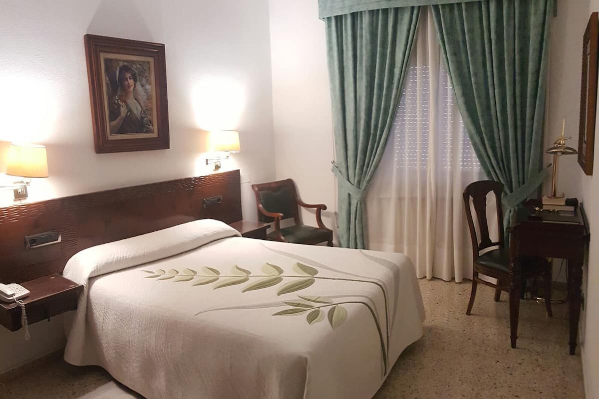 desk, blackout curtains, free wifi