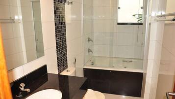 Shower, free toiletries, hair dryer, bathrobes