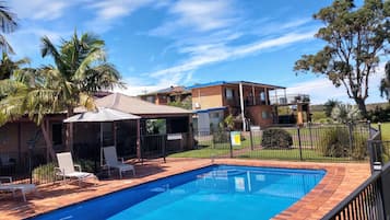 Outdoor pool, sun loungers