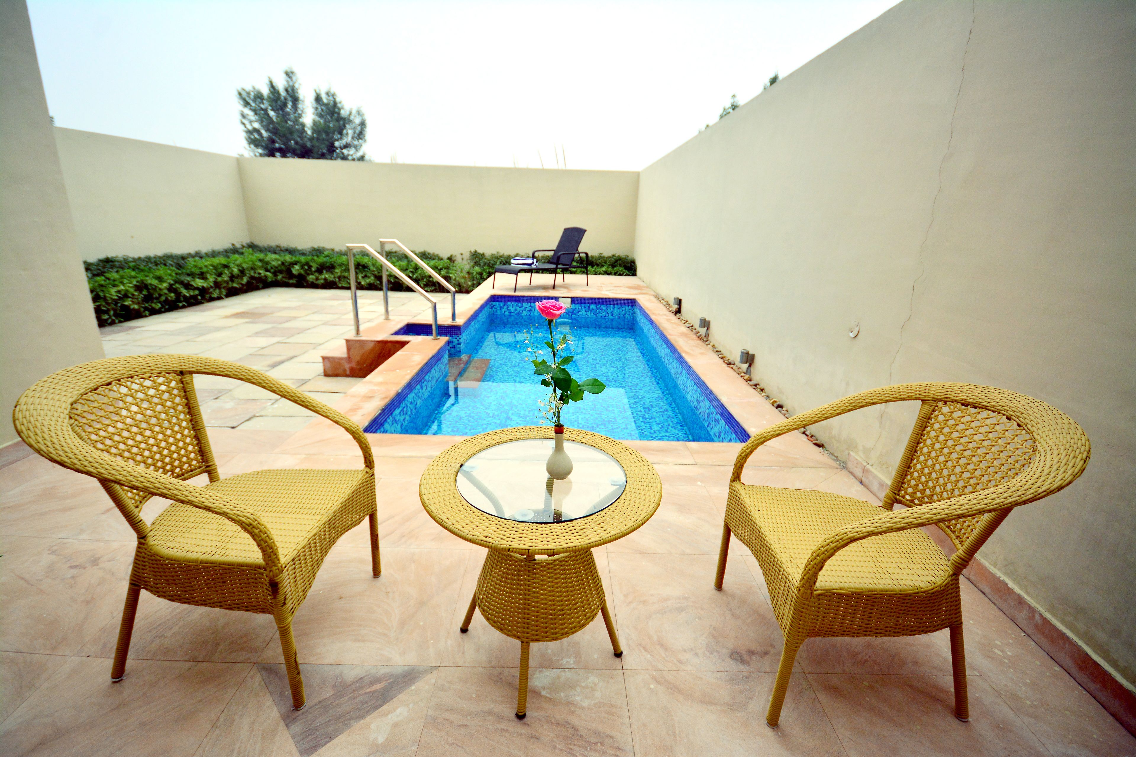 Comfort Double Room, 1 Bedroom, Private Pool, Pool View | Premium bedding, desk, laptop workspace, iron/ironing board