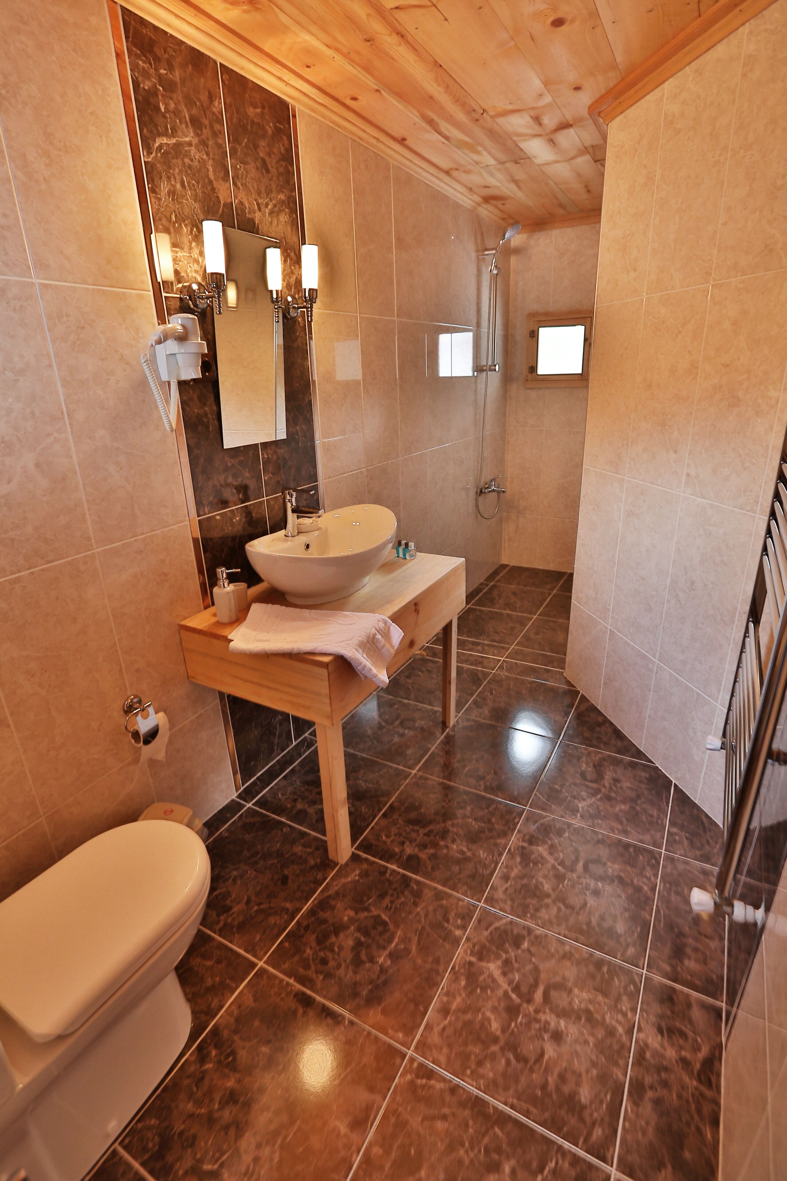 superior double or twin room | bathroom | shower, hair dryer, towels