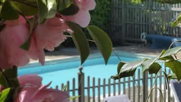 Indoor pool, outdoor pool, pool loungers