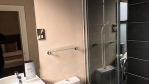 Een douche, gratis toiletartikelen, een haardroger, handdoeken