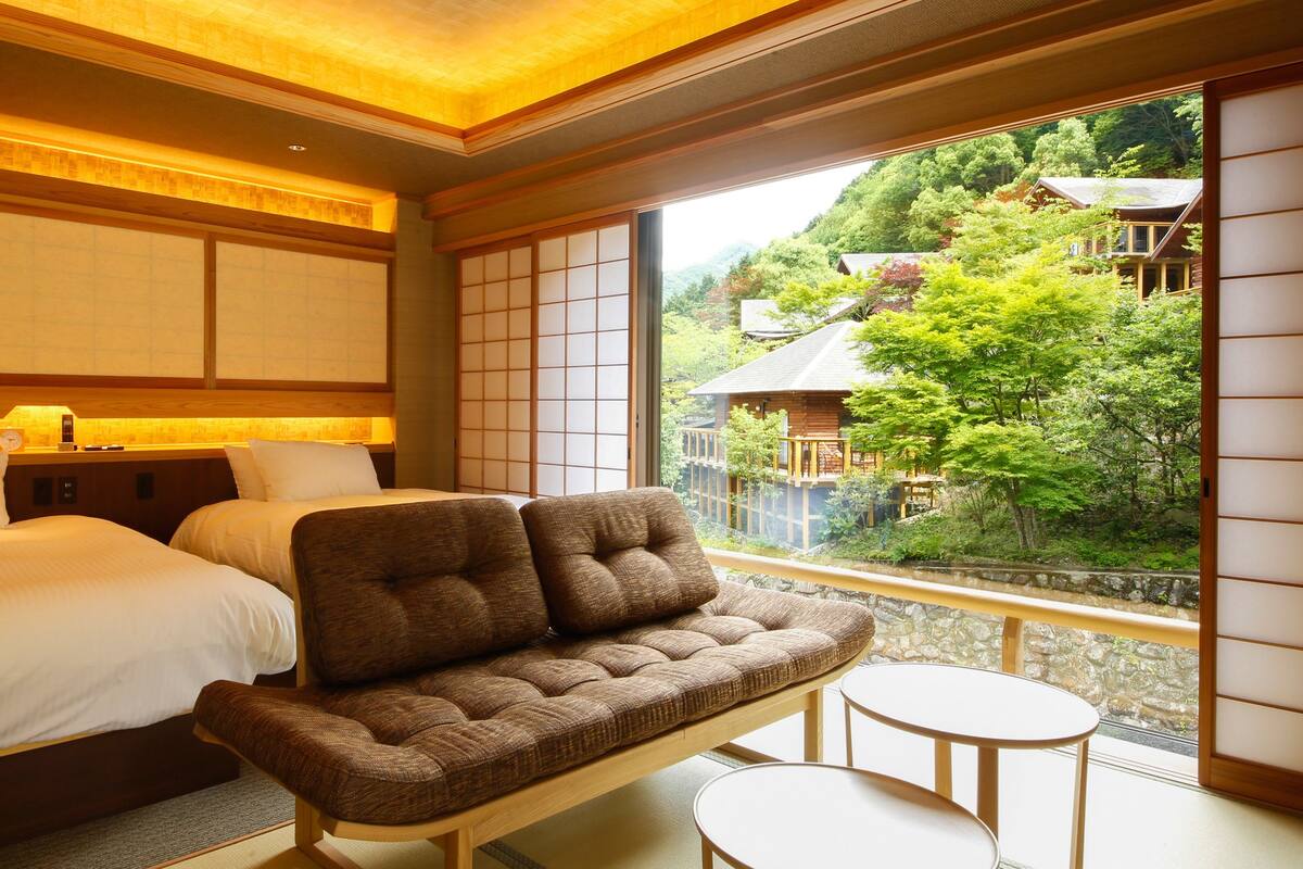 트윈룸 (with Open-Air Onsen, Type B) | 고급 침구, 미니바, 객실 내 금고, 무료 WiFi