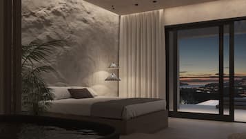 Grand North Suite (Private Heated Pool) | Wohnbereich | Flachbildfernseher