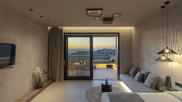 Elegant Suite, Hot Tub | Premium-sengetøj, Tempur-Pedic-senge, minibar, pengeskab på værelset