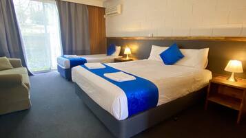 Desk, free WiFi, bed sheets