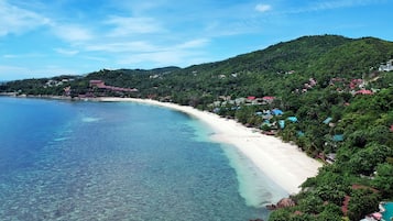 On the beach, beach towels