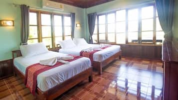 Minibar, desk, rollaway beds