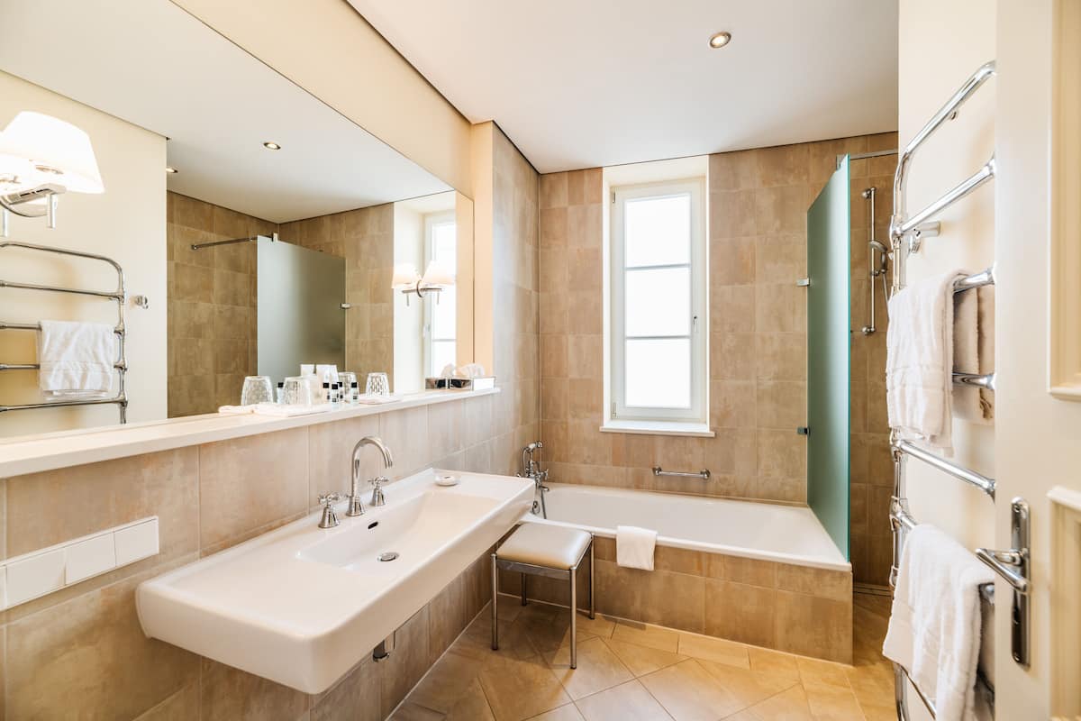 free toiletries, hair dryer, towels, soap