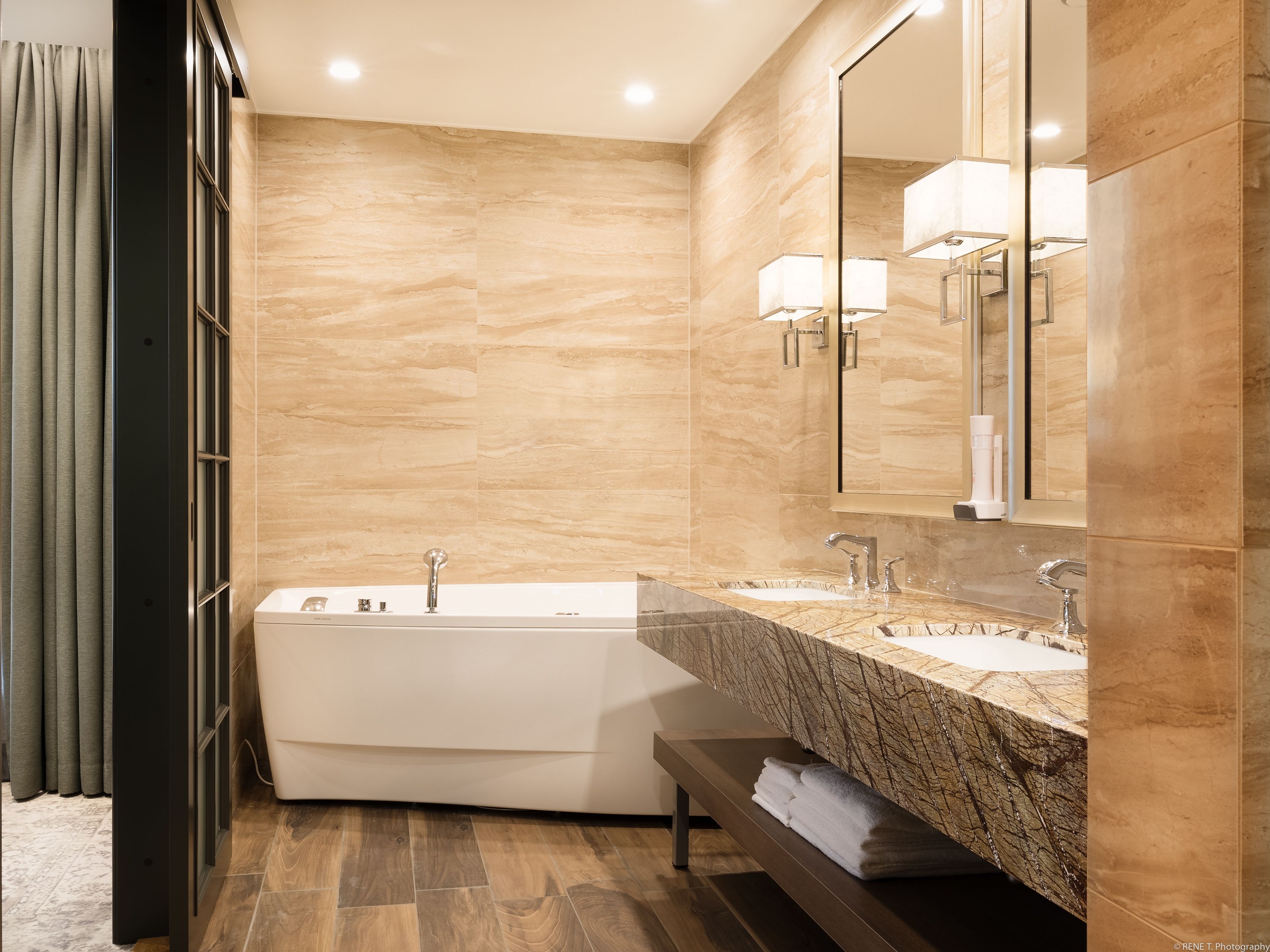 suite | bathroom | designer toiletries, hair dryer, bathrobes, slippers
