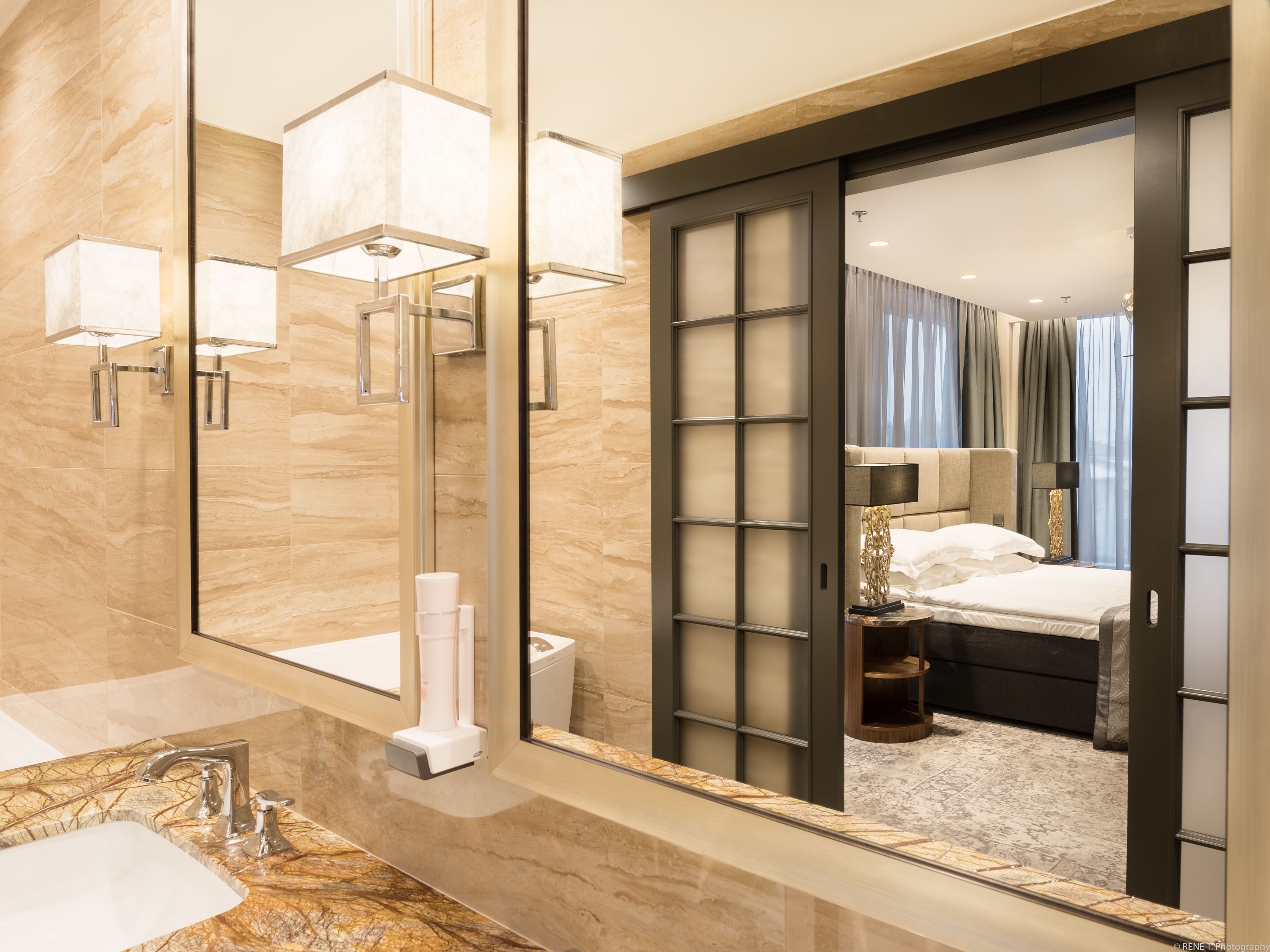 suite | bathroom | designer toiletries, hair dryer, bathrobes, slippers
