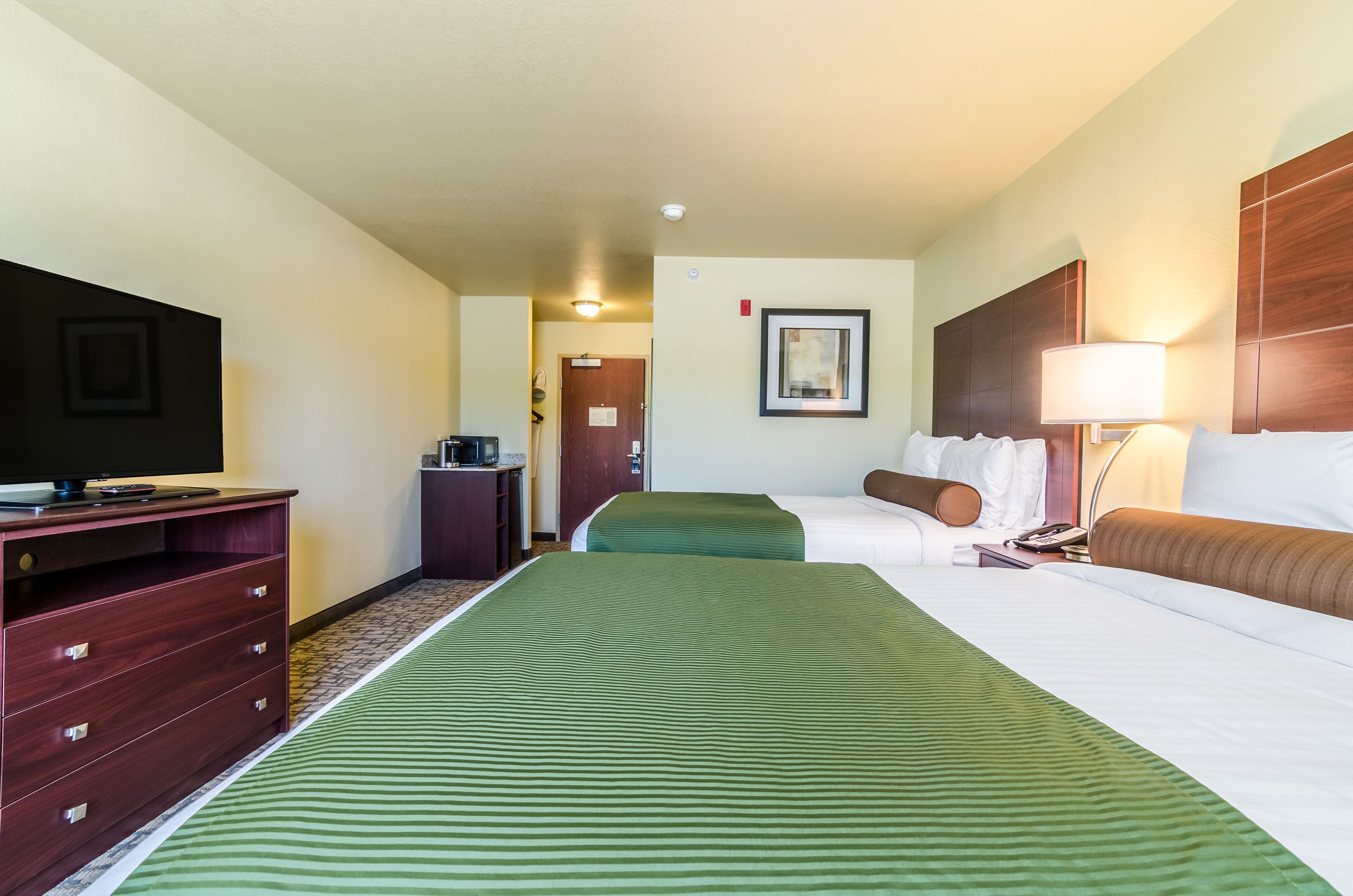 room, 2 queen beds, non smoking | in-room safe, desk, laptop workspace, iron/ironing board