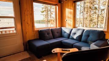 36-inch flat-screen TV with cable channels, TV, streaming services