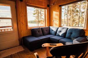 36-inch flat-screen TV with cable channels, TV, streaming services