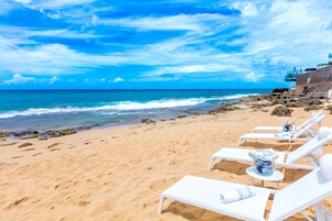On the beach, beach towels