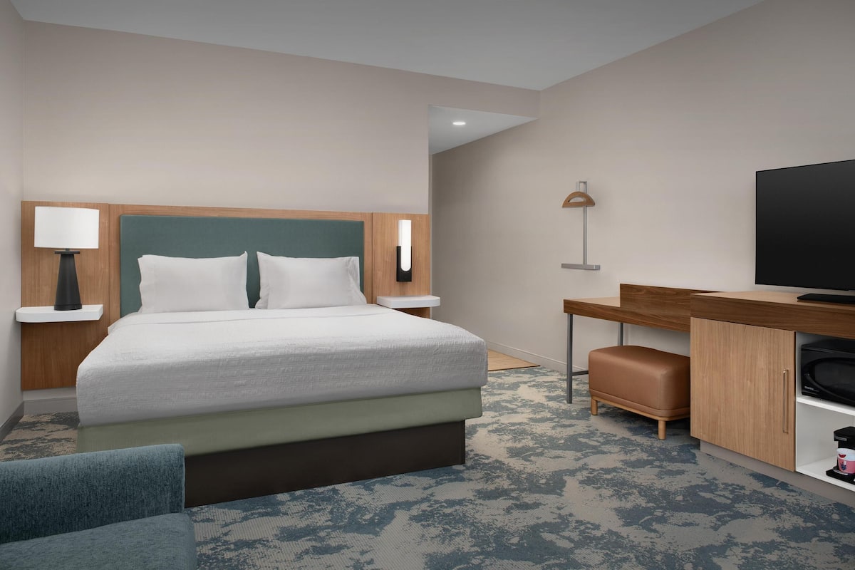 Chambre, 1 très grand lit et 1 canapé-lit, non-fumeur, réfrigérateur et four à micro-ondes | Bureau, espace de travail pour ordinateurs portables