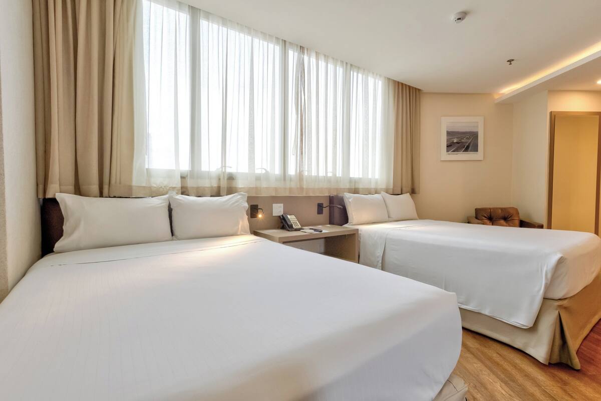 standard room, 2 double beds | premium bedding, minibar, in-room safe, desk