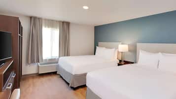 Desk, blackout drapes, iron/ironing board, free WiFi