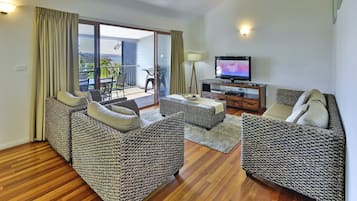 Apartment, 2 Bedrooms, Ocean View | Living area | TV, DVD player