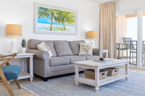 พรีเมียมอพาร์ทเมนท์ (3 Bedrooms) | บริเวณนั่งเล่น | ทีวีจอแบน 50 นิ้ว พร้อมช่องเคเบิล, ทีวี