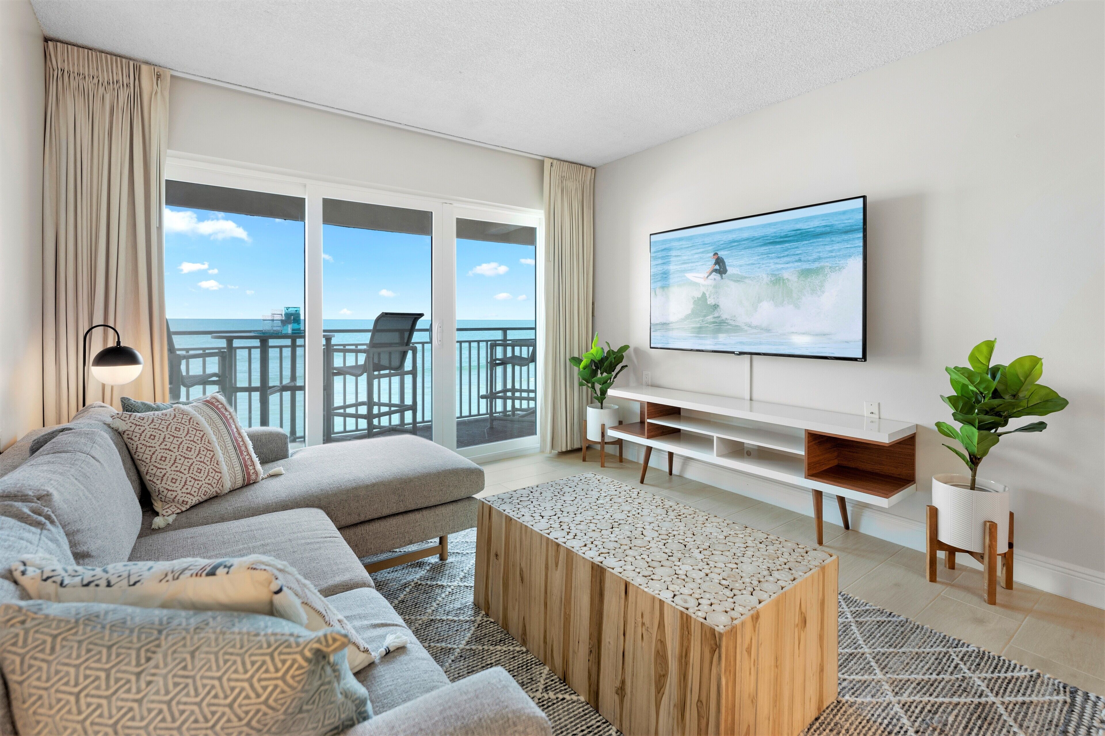 Premium Condo, 2 Bedrooms, Oceanfront | Living area | 50-inch flat-screen TV with cable channels, TV